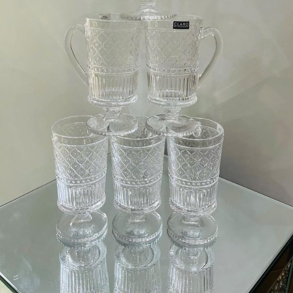 Set 4 cốc pha lê Dublin Claro 250ml có quai và chân đế
