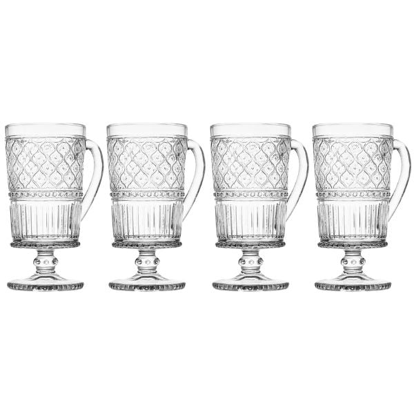 Set 4 cốc pha lê Dublin Claro 250ml có quai và chân đế