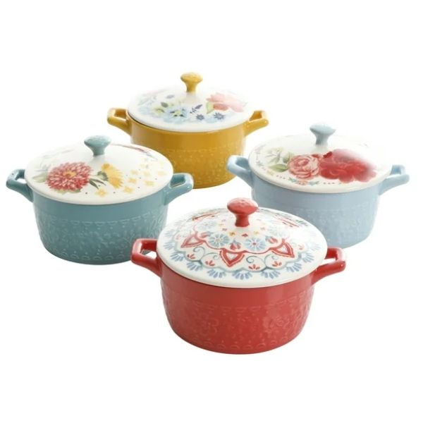 Set 4 nồi sứ mini The Pioneer Woman Floral Medley