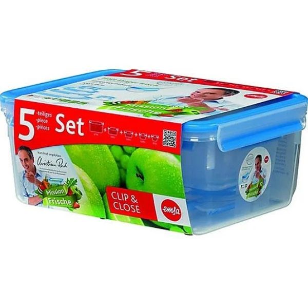 Set 5 Hộp đựng thực phẩm Emsa 508568 hình chữ nhật - Nội địa Đức