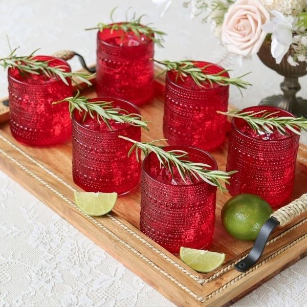 Set 6 cốc vân hạt Viola 295ml màu đỏ