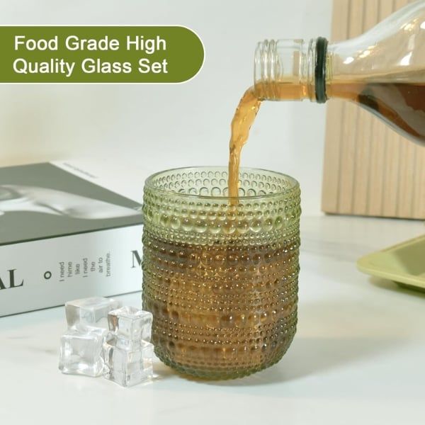 Set 6 cốc vân hạt Viola 295ml đáy thon - Màu tím/ Xanh