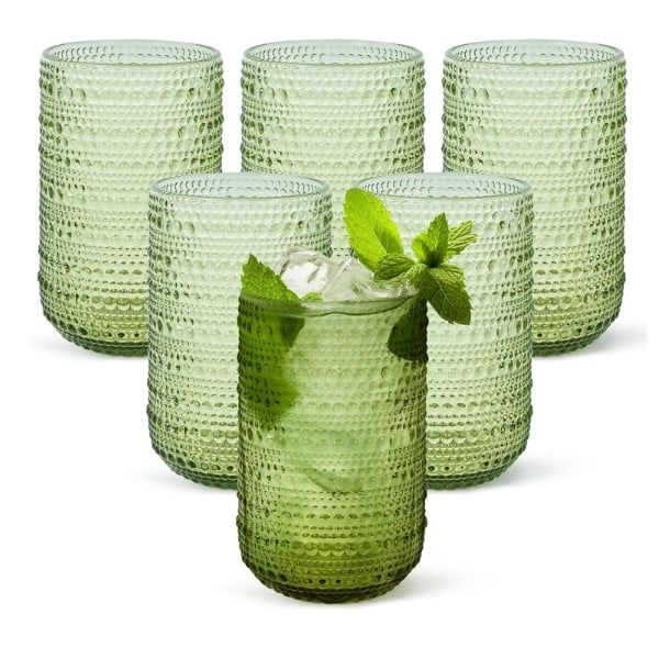 Set 6 cốc vân hạt Viola 295ml/ 380ml đáy thon - Màu tím/ Xanh