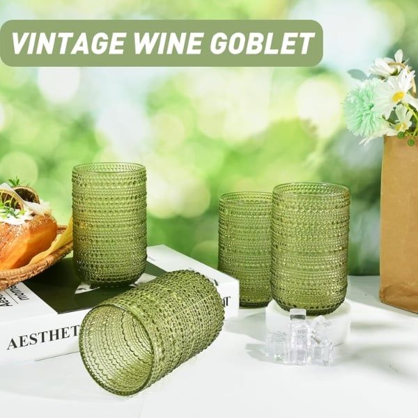 Set 6 cốc vân hạt Viola 295ml/ 380ml đáy thon - Màu tím/ Xanh