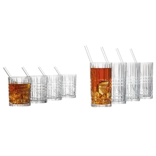 Set 8 cốc kèm ống hút Nachtmann Glasset Highland 340/440ml