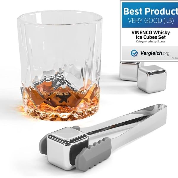 Set 8 viên đá inox Whiskey Vinenco kèm gắp