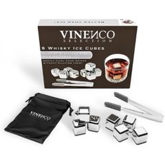  Set 8 viên đá inox Whiskey Vinenco kèm gắp 