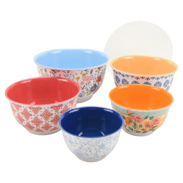 Set 10 món Âu trộn bột The Pioneer Woman Brilliant Blooms - 5 thố nhựa