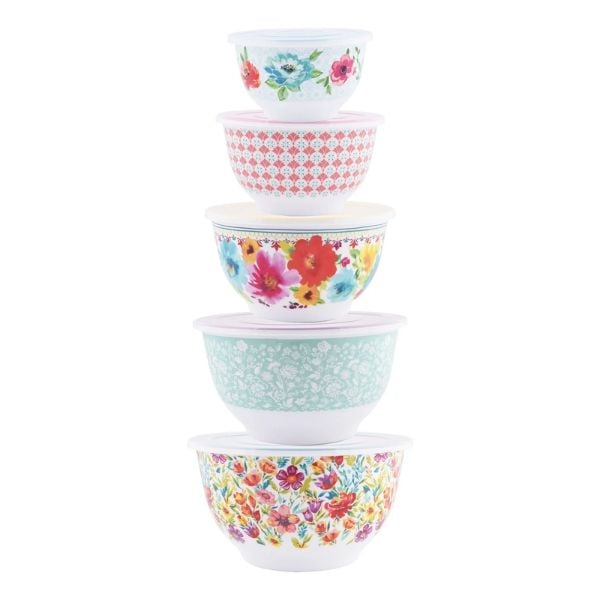 Set 10 món Âu trộn bột The Pioneer Woman Petal Party - 5 thố nhựa