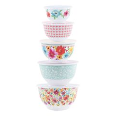  Set 10 món Âu trộn bột The Pioneer Woman Petal Party - 5 thố nhựa 