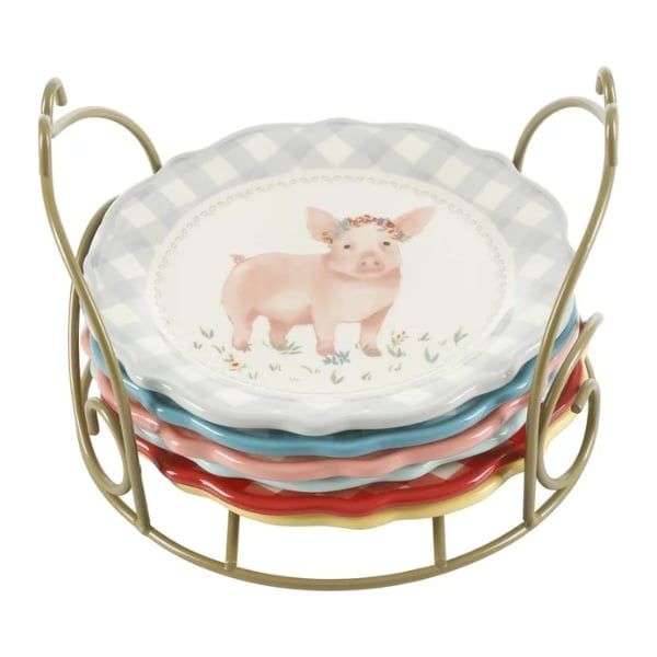 Set đĩa sứ hình thú The Pioneer Woman Novelty 17,8cm 7 món