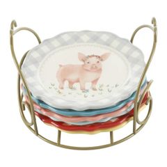  Set đĩa sứ hình thú The Pioneer Woman Novelty 17,8cm 7 món 