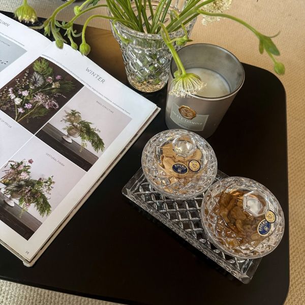 Set khay thố pha lê 3 món Bohemia (2 thố 10cm, 1 đĩa 19cm)