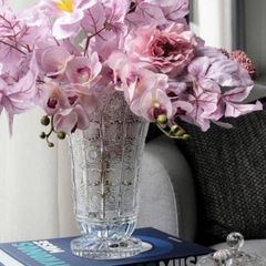  Set Lọ hoa pha lê mài Bohemia 35.5cm và chân bồng 30.5cm 