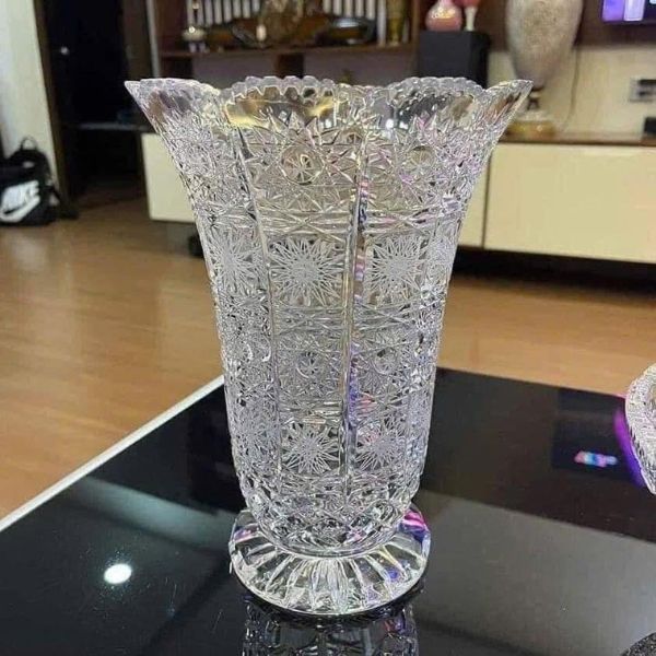 Set Lọ hoa pha lê mài Bohemia 30.5cm và chân bồng 30.5cm