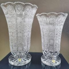  Set Lọ hoa pha lê mài Bohemia 30.5cm và chân bồng 30.5cm 