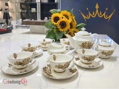  Bộ trà sứ xương Imperial hoa cúc size to (1 ấm, 6 bộ tách, 1 đựng bã) 