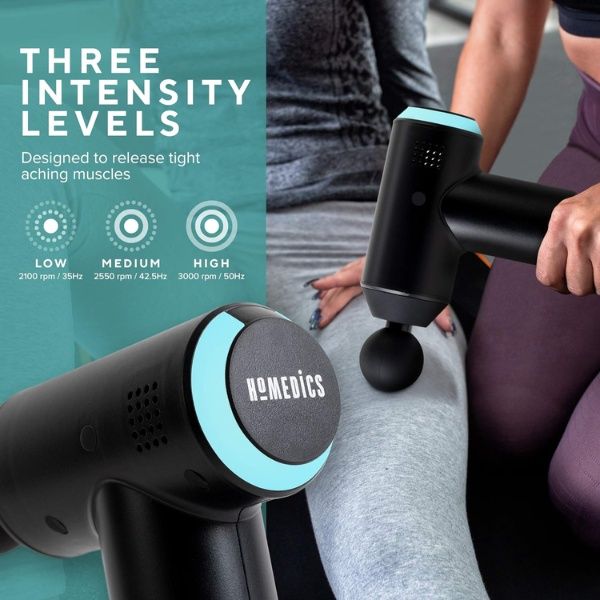 Súng massage HoMedics PGM-200 pin sạc với 3 cường độ và 3 đầu massage