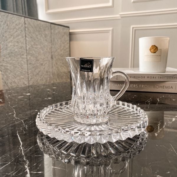 Tách và đĩa pha lê Rogaska Crown Jewel ( 1 tách 120ml + đĩa 18cm)