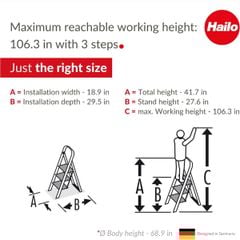  Thang nhôm 3 tầng Hailo K60 tải 150kg 