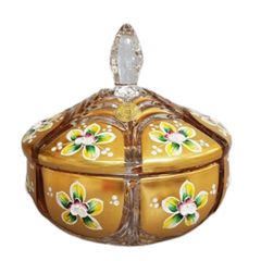Thố Bohemia 16cm mạ vàng đựng mứt kẹo