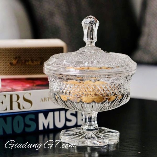 Thố pha lê có nắp Bohemia Alexandria 15cm