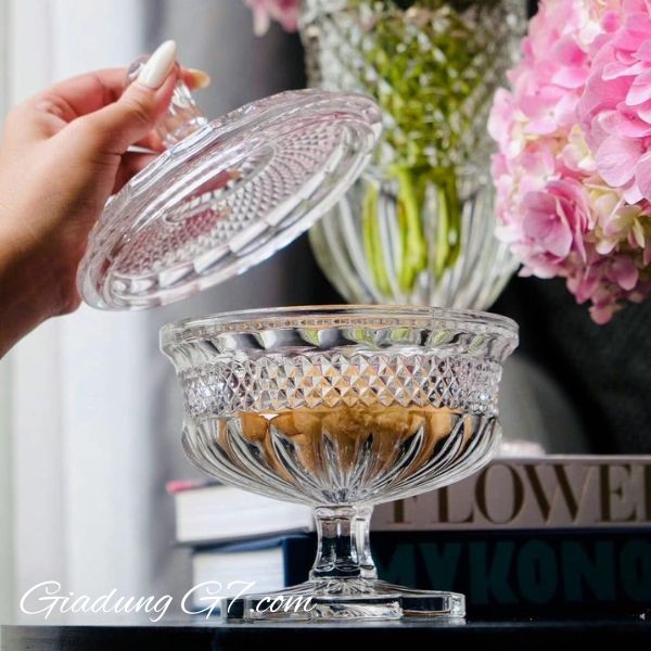 Thố pha lê có nắp Bohemia Alexandria 15cm