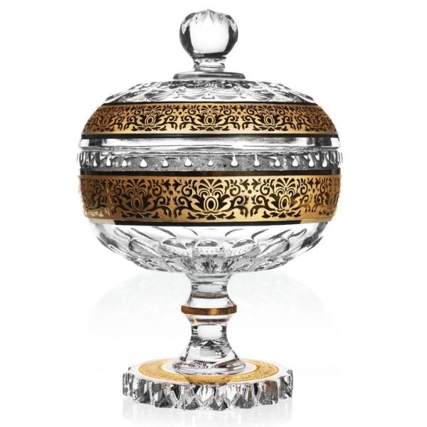 Thố pha lê có nắp Romantic Ales Zverina 16cm có chân đế