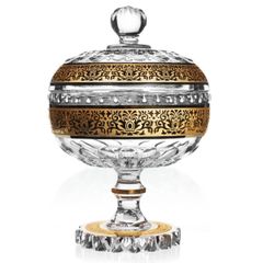 Thố pha lê có nắp Romantic Ales Zverina 16cm có chân đế