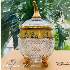  Thố pha lê quả táo Romantic Diamond Ales Zverina 25cm 3 chân 
