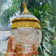  Thố pha lê quả táo Romantic Diamond Ales Zverina 25cm 3 chân 