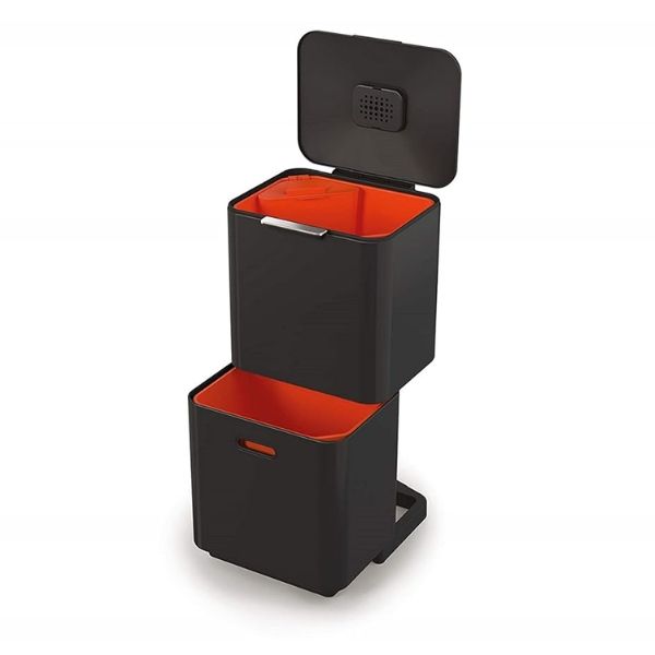 Thùng rác 2 ngăn Joseph Joseph 30106 60L Totem Max màu đen carbon