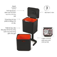  Thùng rác 2 ngăn Joseph Joseph 30106 60L Totem Max màu đen carbon 