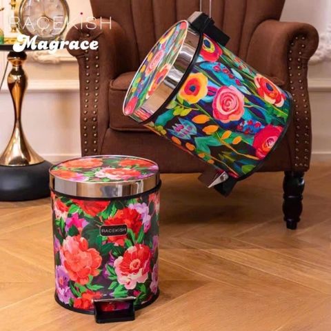 Thùng rác Magrace Racekish 12 lít - 2 mẫu hoa