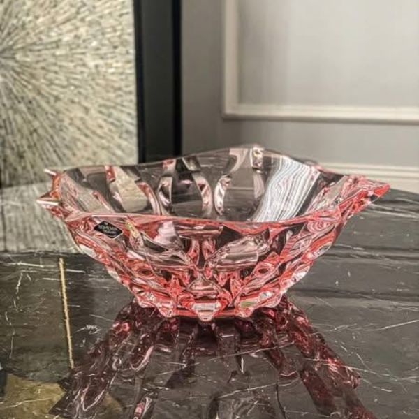 Tô pha lê Bohemia Samba 30.5cm màu hồng