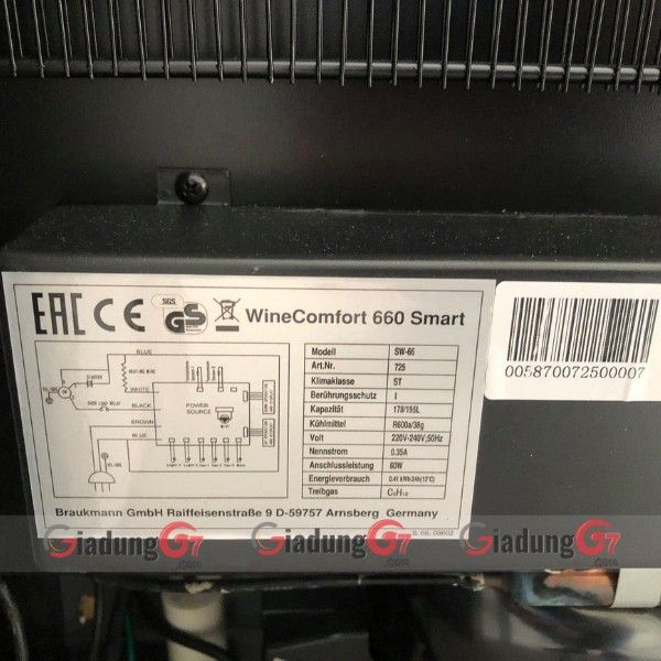 Tủ rượu Caso WineComfort 660 Smart chứa 66 chai, 2 vùng nhiệt độ được nhập khẩu từ Đức