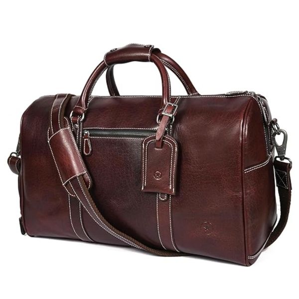 Túi du lịch da thật Aaron 20'' Leather Weekender Duffel màu nâu