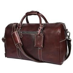  Túi du lịch da thật Aaron Leather 20'' Weekender Duffel màu nâu - Made in India 