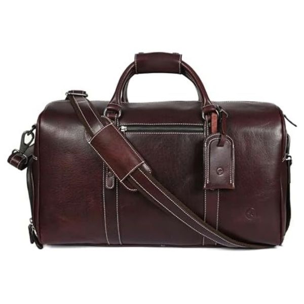 Túi du lịch da thật Aaron 20'' Leather Weekender Duffel màu nâu