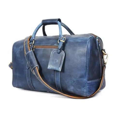 Túi du lịch da thật Aaron Leather 20'' màu xanh