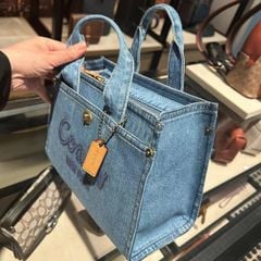  Túi xách Coach Cargo Denim Tote 26 unisex vải canvas 