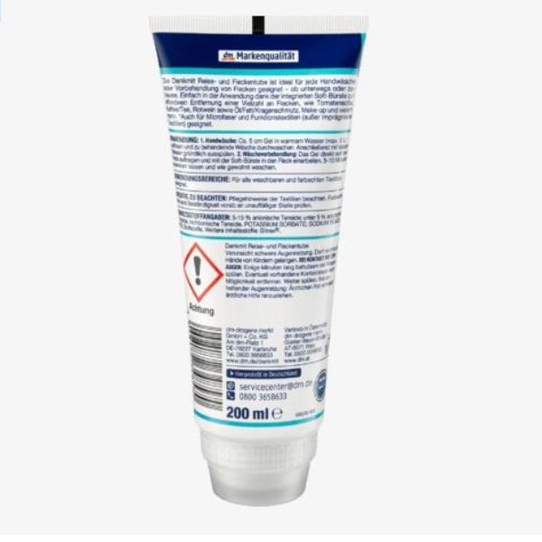 Tuýp kem giặt tẩy quần áo Denkmit 200ml