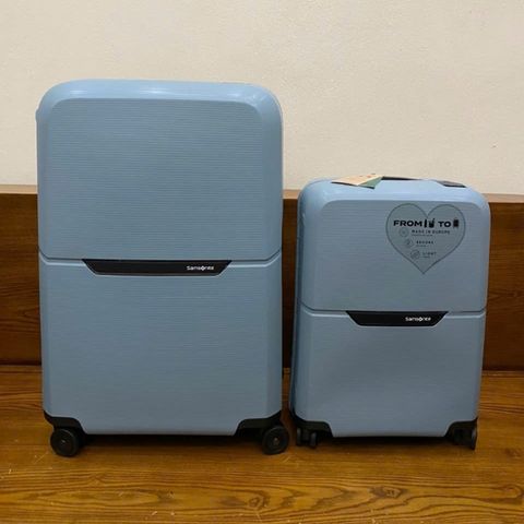 Set 2 Vali Samsonite Magnum ECO xanh ice blue (Size 20/28)