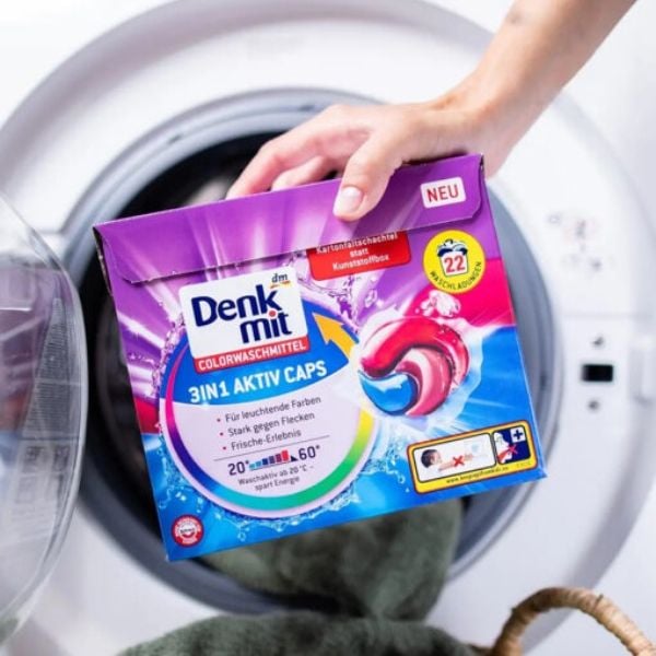 Viên giặt xả Denkmit Aktiv Caps hộp 22 viên 3in1