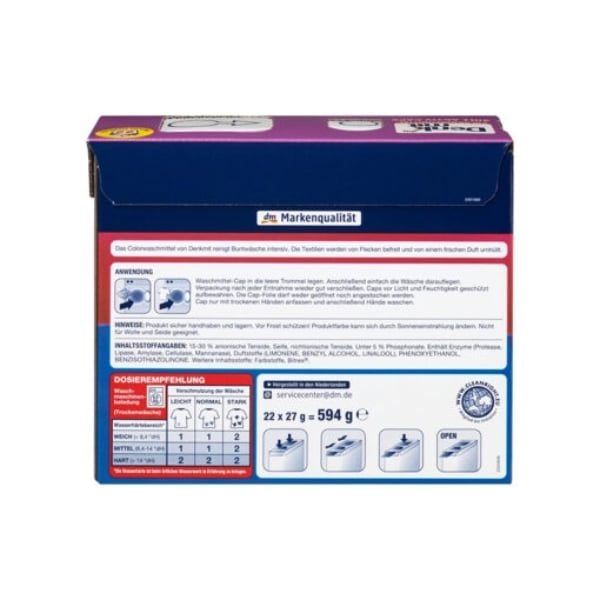 Viên giặt xả Denkmit Aktiv Caps hộp 22 viên 3in1