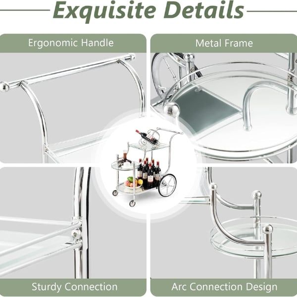 Xe đẩy rượu Bar Cart Medimall 3 tầng