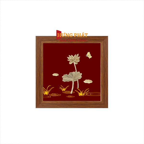 Tranh Hoa Sen Dát Vàng 24K 15x15cm