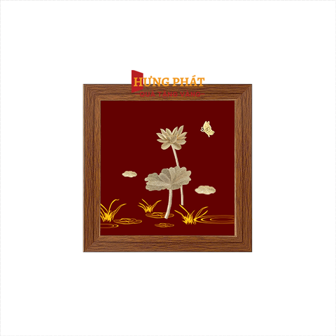 Tranh Hoa Sen Dát Vàng 24K 15x15cm