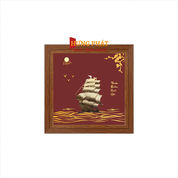 Tranh Thuyền Thuận Buồm Xuôi Gió Dát Vàng 24K 15x15cm