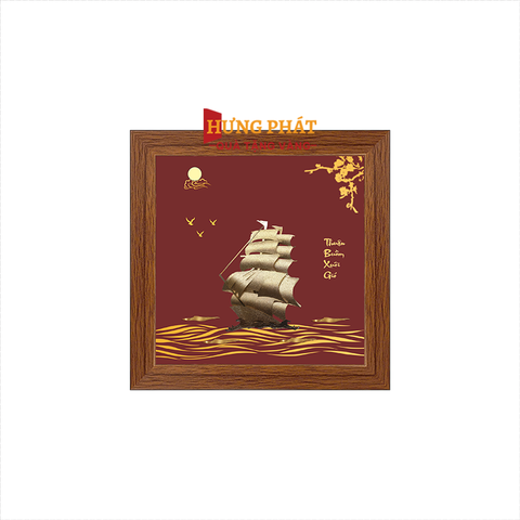 Tranh Thuyền Thuận Buồm Xuôi Gió Dát Vàng 24K 15x15cm